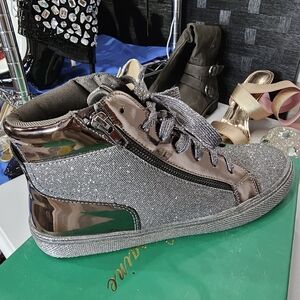 Lauren Lorraine Silver and Gray High-Top Sneakers